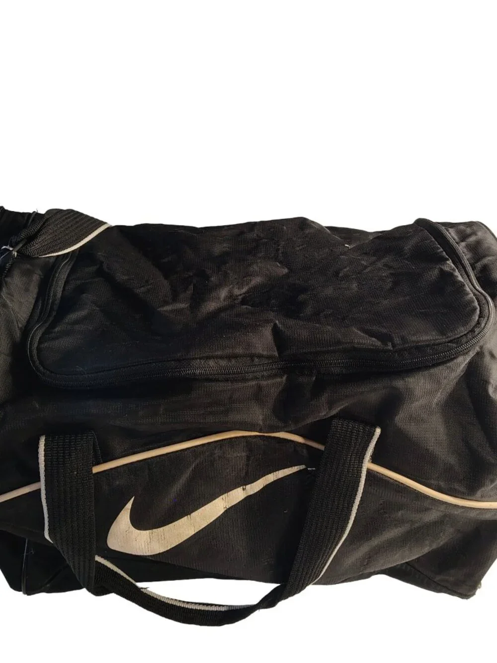 Unisex Vintage 90s Black Medium Nike Travel Zip-Up Canvas & Polyester Dufflebag
